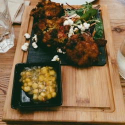 The Warehouse Cafe - Corn Fritter starter.