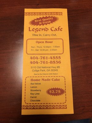 Menu photo 5 Legend Cafe College Park, GA