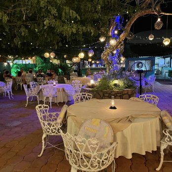 La Golondrina - inside restaurant - sparkly lights and tables - Seafood Near Me - Cabo San Lucas, BCS