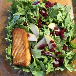 Charter Restaurant - $30 arugula, pea, and meat salad with salmon.
