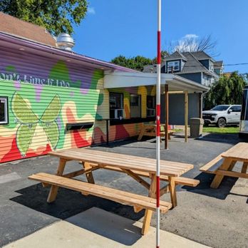 D.A. Breakfast - Nice outdoor seating area. The order window is under the awning. - French Near Me - Buffalo, New York D.A. Breakfast - Nice outdoor seating area. The order window is under the awning. - French Near Me - Buffalo, New York