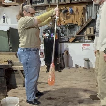 Harmony Glassworks - Nate teaching my daughter how to swing the glass to make a vase. - Art Schools Near Me - Harmony, California Harmony Glassworks - Nate teaching my daughter how to swing the glass to make a vase. - Art Schools Near Me - Harmony, California