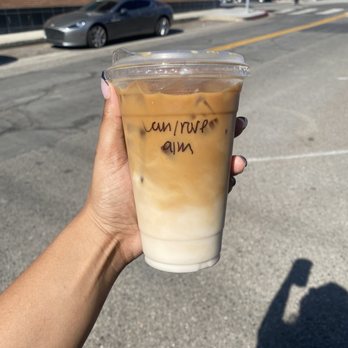 Black Elephant Coffee - Burbank - 20oz Vanilla + Rose Iced Latte with almond milk. - Coffee & Tea Near Me - Burbank, California