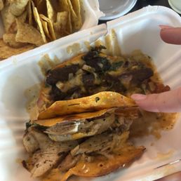 Fajita chicken taco and steak taco