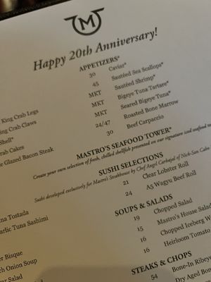 Menu photo 3 Mastro's Steakhouse Scottsdale, AZ