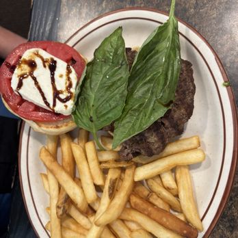 Brigs - Caprese burger with fries - Breakfast & Brunch Near Me - Wake Forest, North Carolina