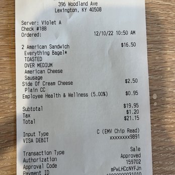 Great Bagel - the price of the bagel - Breakfast & Brunch Near Me - Lexington, Kentucky