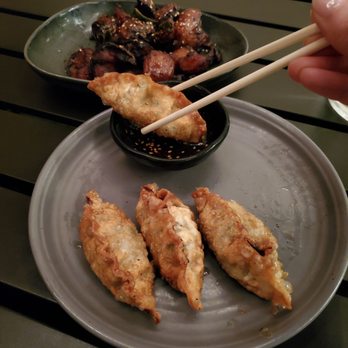 PERILLA korean fare - Pork dumplings and honey potatoes - Korean Near Me - Chicago, Illinois PERILLA korean fare - Pork dumplings and honey potatoes - Korean Near Me - Chicago, Illinois