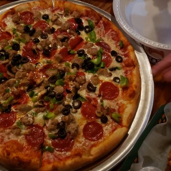 Cobble Stone Ale House - Large Supreme Pizza, delish but could have stayed in the oven just a few more minutes. - Pubs Near Me - Liverpool, New York