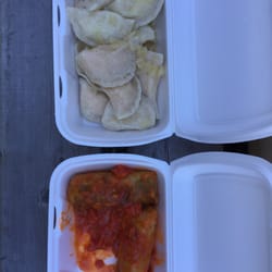 Sandy's Ukranian Kitchen - Perogies and Cabbage Rolls. Yummy!!