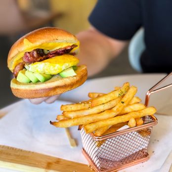 STARDUST Coffee House - Bacon & Egg Bagel -- IG: @phuoodwithvicks - Cafes Near Me - Campbell, California