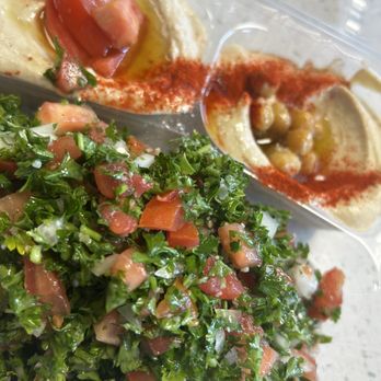 Mint Beirut - Appetizer Trio - hummus, baba ghanoush, tabbouli - Mediterranean Near Me - Miami, Florida