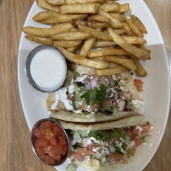 BJ's Restaurant & Brewhouse - Mediterranean pita tacos, fries instead of rice - New American Near Me - Stockton, California BJ's Restaurant & Brewhouse - Mediterranean pita tacos, fries instead of rice - New American Near Me - Stockton, California