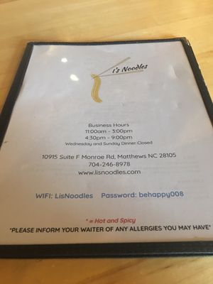 Menu photo 8 Li's noodles Matthews, NC
