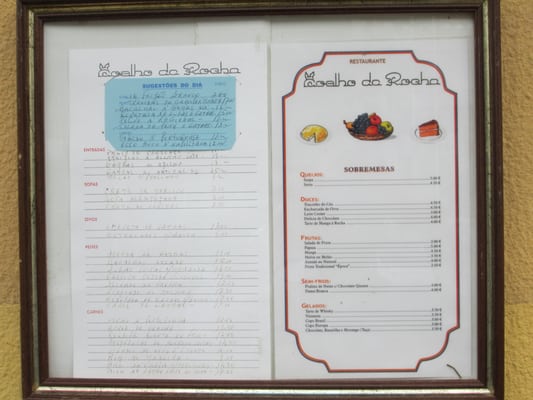 Menu photo 2 Restaurante Coelho da Rocha Lisbon, 11 Menu photo 2 Restaurante Coelho da Rocha Lisbon, 11