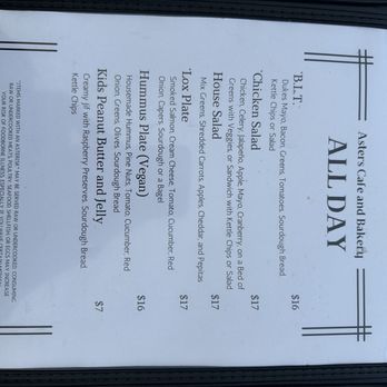 Asters Cafe and Bakery - All Day Menu - Breakfast & Brunch Near Me - Marfa, Texas