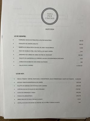 Menu photo 3 Tres Por Cuatro Madrid, M