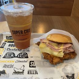 Chicken Cordon Bleu sandwich at Super Chix Hoover. Chicken Cordon Bleu sandwich at Super Chix Hoover.
