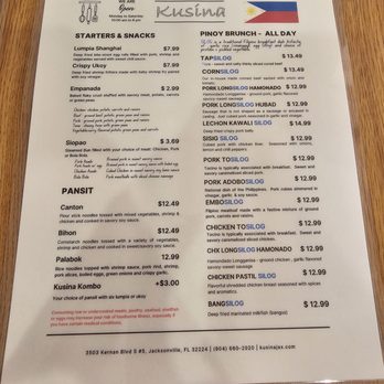 Kusina - Menu - Filipino Near Me - Jacksonville, Florida