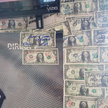 Siesta Key Oyster Bar - My dollar on the wall next to where we sat... first table inside - Seafood Near Me - Sarasota, Florida