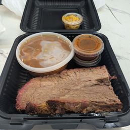 Brisket with beans and a small portion of Mac n cheese, I would have had more but they were running out!