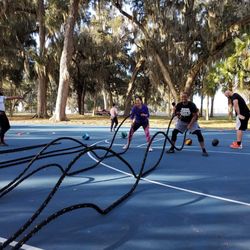 Hard work on the battle ropes