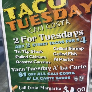 Cali Costa - Taco Tuesday menu - Mexican Near Me - Dana Point, California