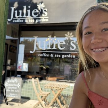 Julie's Coffee and Tea Garden - Julie's cute patio and my daughter - Coffee & Tea Near Me - Alameda, California