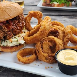 The Paddle Pub - Chicken sandwich. The onion rings are amazing.