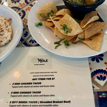 Mole Cantina Mexicana - Happy Hour Menu @ the bar (HH Guac is a single portion) - Mexican Near Me - Wellington, Florida Mole Cantina Mexicana - Happy Hour Menu @ the bar (HH Guac is a single portion) - Mexican Near Me - Wellington, Florida