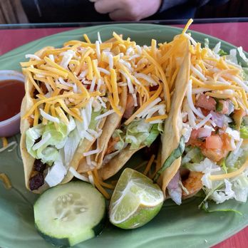 Frida's Mexican Restaurant & Cantina - Crispy tacos one carne asada, one chicken, one shrimp   Yumm Yumm Yumm Yum yum Yum Yummmmmm  This photo speaks for itself.    Yum - Mexican Near Me - Durango, Colorado