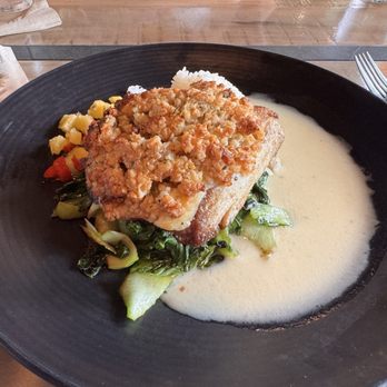 Monkeypod Kitchen by Merriman - Organic Macadamia Nut Crusted Mahi Mahi - New American Near Me - Kihei, Hawaii Monkeypod Kitchen by Merriman - Organic Macadamia Nut Crusted Mahi Mahi - New American Near Me - Kihei, Hawaii