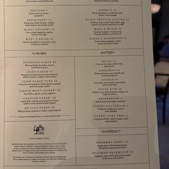 Berenjak - Good menu. - Persian/Iranian Near Me - Los Angeles, California
