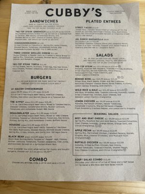 Menu photo 1 Cubby's Provo, UT