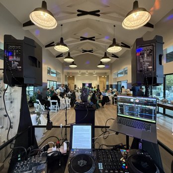 DJ Ardster - Full setup in an elegant ballroom, ready for the reception to begin. - DJs Near Me - Ontario, California DJ Ardster - Full setup in an elegant ballroom, ready for the reception to begin. - DJs Near Me - Ontario, California