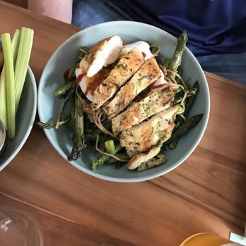 Basic Kitchen - Stir fry with egg and chicken on top - New American Near Me - Charleston, South Carolina