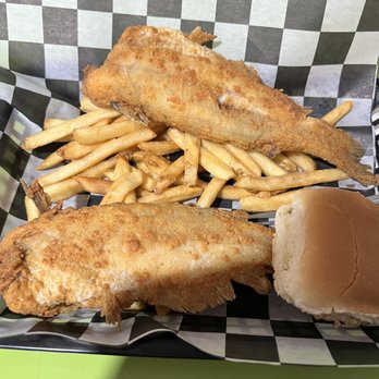 Angel's Dining Car - Catfish dinner - whole. Included fries, roll, and side salad. Apparently included a drink as I was not charged for a sweet tea. - Southern Near Me - Palatka, Florida