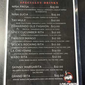 Los Chikis - Bar menu 5/23/25 - Mexican Near Me - Lake Havasu City, Arizona