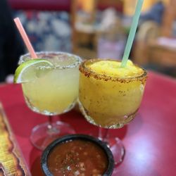 El Caporal Mexican Restaurant - Classic lime margarita & mango marg with Tajin rim