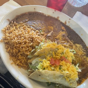 Raul & Theresa's - Cheese enchilada and 23. 1 Cheese Enchilada, 2 Beef Tacos, Rice and Beans - Mexican Near Me - Goodyear, Arizona