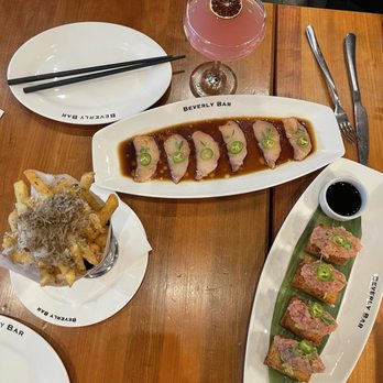 Beverly Bar - Hamachi Crudo Truffle Parmesan Fries Spicy Tuna & Crispy Rice - Wine Bars Near Me - Beverly Hills, California