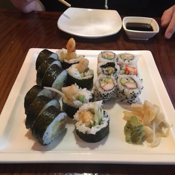 Kinta Sushi - From left to right: fried calamari roll, fried shrimp roll, California roll - Sushi Bars Near Me - Carol Stream, Illinois