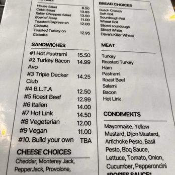 Rosie's - Lunch menu - Delis Near Me - Concord, California