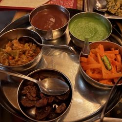 Different types of achar and chutney - green chutney was very good