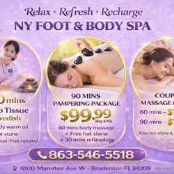 NY Foot & Body Spa - 60 mins couple massage for 2 only $ 139.99 ( Reg $ 160 ) , hot stone & essentials oils for free