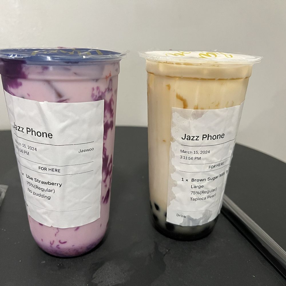 My drinks were fresh and delicious. Many places undercook or overcook the tapioca pearls but not this one just perfect :) My drinks were fresh and delicious. Many places undercook or overcook the tapioca pearls but not this one just perfect :)