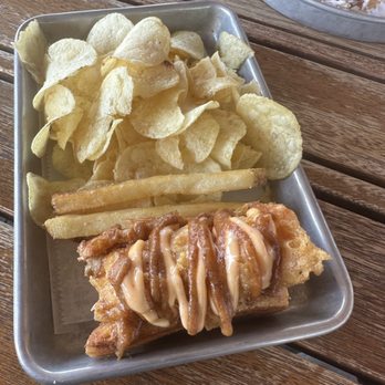The Shack - Fried lobster roll and chips. - Seafood Near Me - Old Orchard Beach, Maine