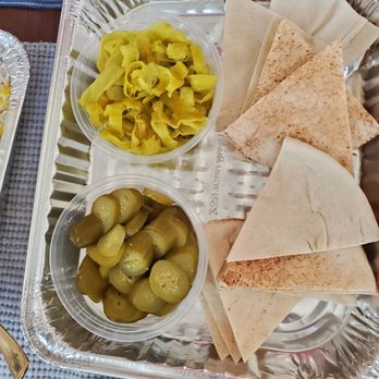 Laziz Grill - Pickles, pepperoncini, and pitas. - Persian/Iranian Near Me - Los Angeles, California