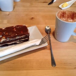 Cafe Eighteen - American Peanut Butter cake and a regular Mocha.