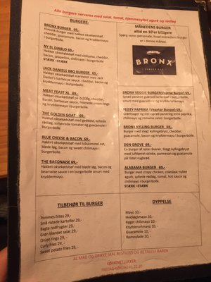 Menu photo 2 The Bronx Burger Bar Copenhagen, 84 Menu photo 2 The Bronx Burger Bar Copenhagen, 84